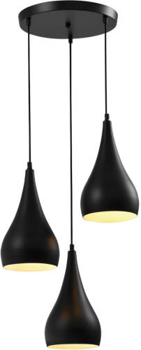 QUVIO Hanglamp Glas 3-lichts Rond Zwart - Quv5130l-black