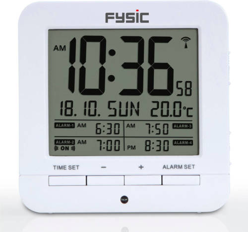 Fysic Fkw-8 - Digitale Wekker Met Temperatuurweergave, Wit