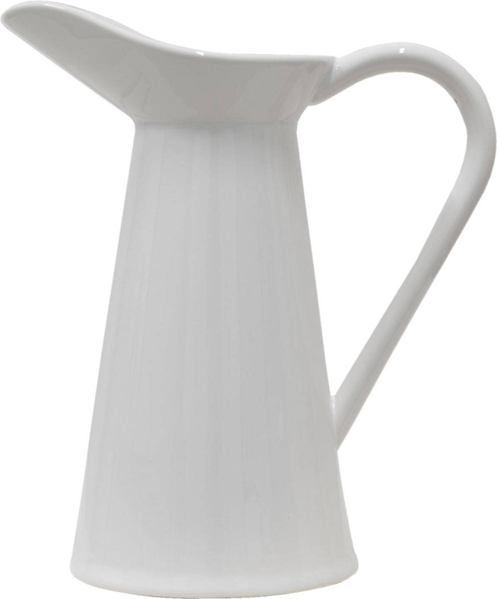 Clayre & Eef Lampetkan 23*13*25 Cm Wit Keramiek Rond Waterkan
