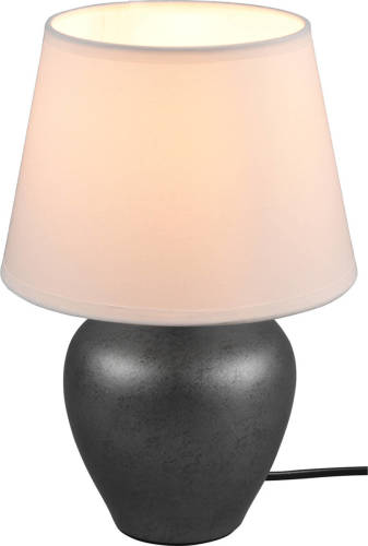 BES LED Led Tafellamp - Tafelverlichting - Trion Albino - E14 Fitting - Rond - Antiek Nikkel - Wit - Keramiek - Ø180mm