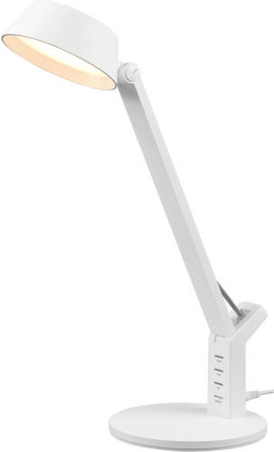 BES LED Led Bureaulamp - Trion Avvan - 5w - Aanpasbare Kleur - Usb Oplaadbaar - Dimbaar - Rond - Mat Wit - Kunststof