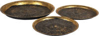 Clayre & Eef Decoratief Dienblad Ø 50*3 / Ø 40*3 / Ø 36*2 Cm Goudkleurig Ijzer Rond Serveerschaal Goudkleurig