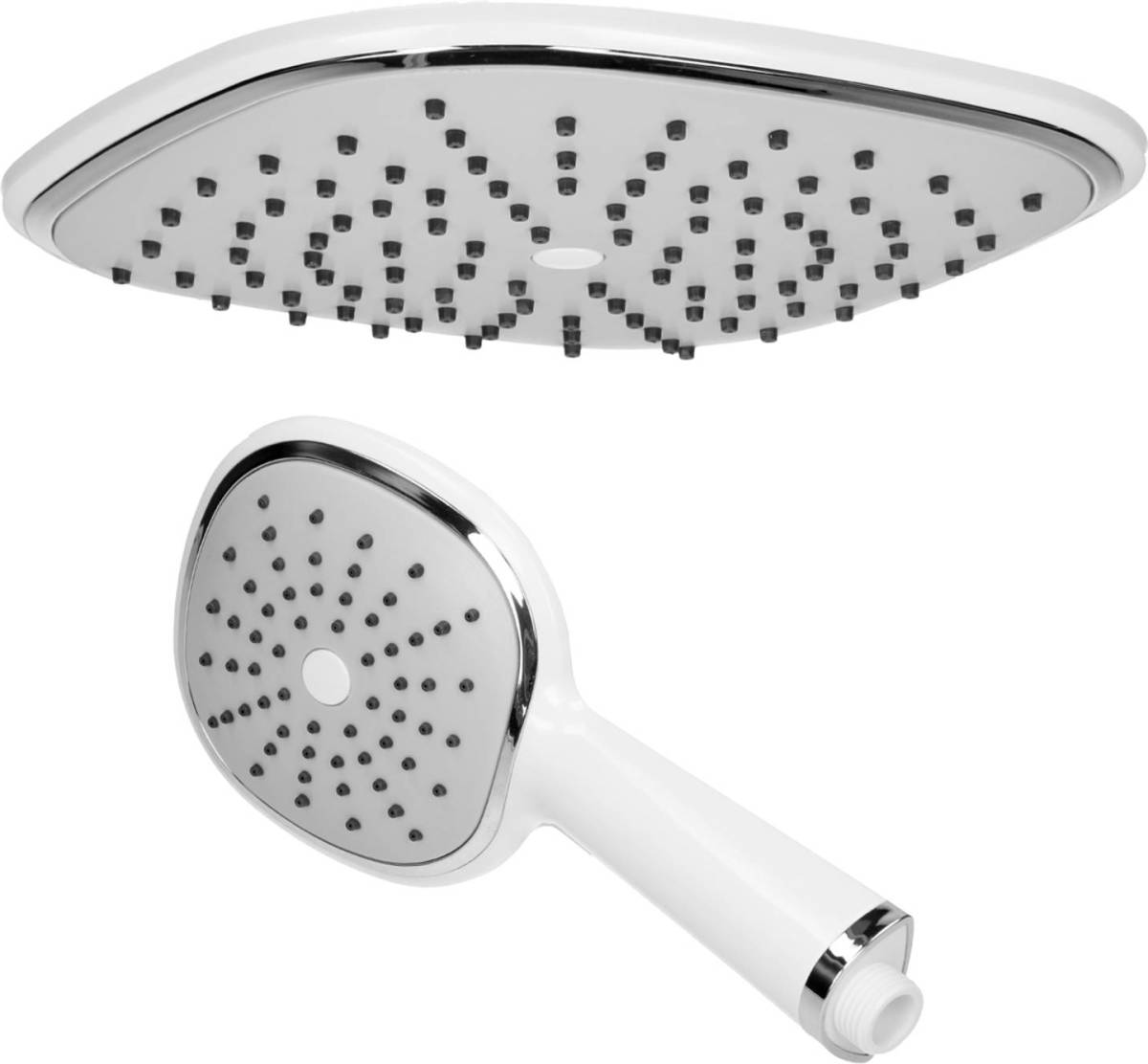 ECD Germany Regendoucheset Ovaal, Wit, Roestvrij Staal