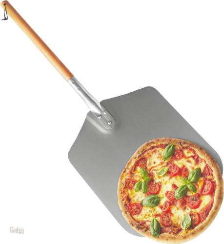 Gadgy Pizzaschep Voor Bbq En Oven - Pizzaspatel - Ophangbaar - Aluminium - Lang Houten Handvat