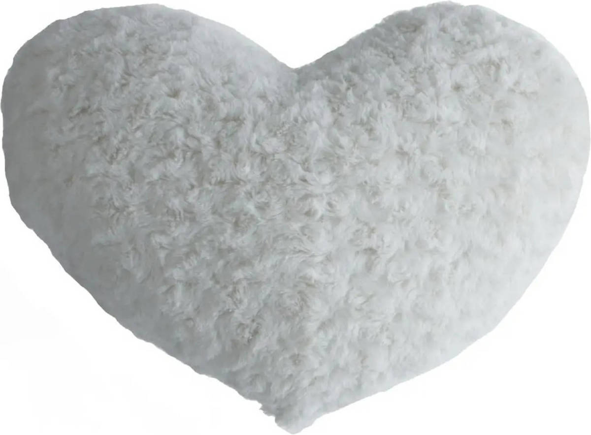 Atmosphera Pluche Kussen Hart Wit 28 X 36 Cm - Sierkussens