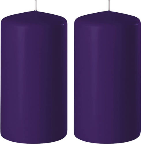 Shoppartners 2x Kaarsen Paars 6 X 12 Cm 45 Branduren Sfeerkaarsen - Stompkaarsen
