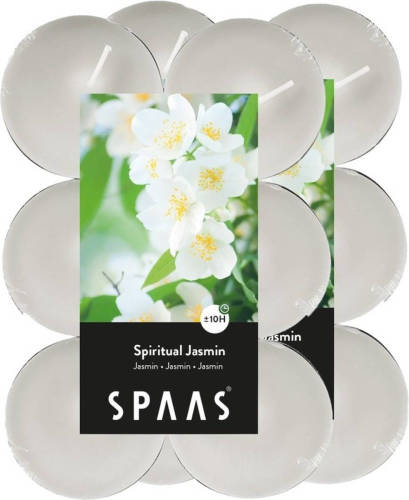 Shoppartners 24x Maxi Theelichten Jasmijn Geurkaarsen Spiritual Jasmin 10 Branduren - Geurkaarsen