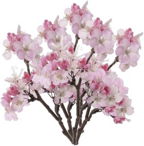 Shoppartners Set Van 5x Stuks Roze Appelbloesem Kunstbloem/tak Met 17 Bloemetjes 36 Cm - Kunstbloemen