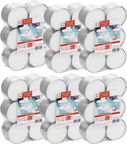 Shoppartners 72x Maxi Theelichten Wit 8 Branduren - Waxinelichtjes