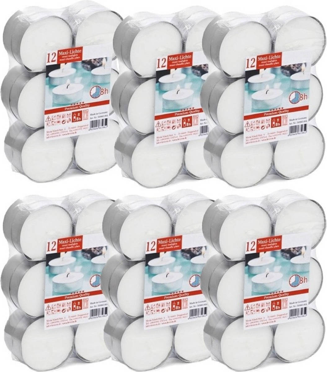 Shoppartners 72x Maxi Theelichten Wit 8 Branduren - Waxinelichtjes