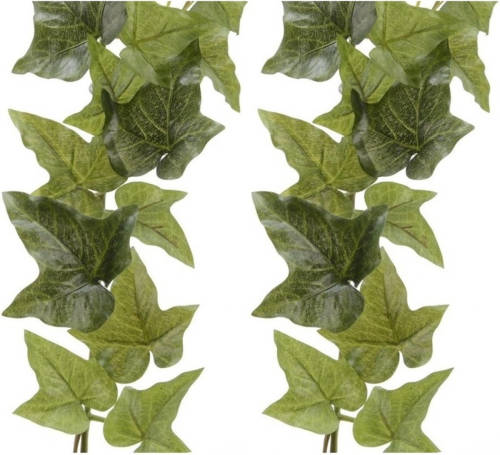 Shoppartners 2x Groene Hedera Helix/klimop Kunstplant Slingers 180 Cm - Kunstplanten/nepplanten - Hangplanten