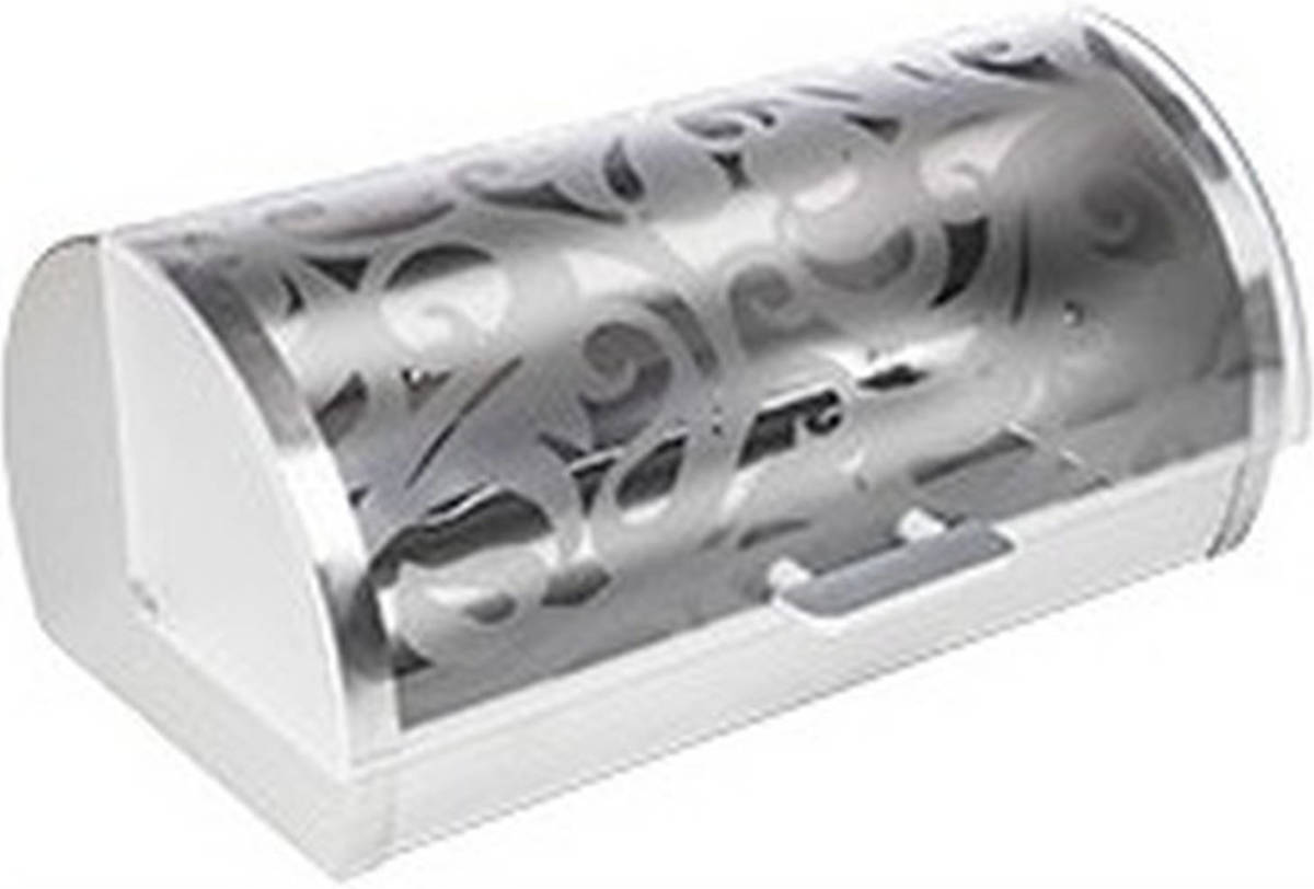 Voordeelketen Rvs Broodtrommel Met Bloemen Motief 36 X 22 X 16,5 Cm - Brood Bewaardozen / Bewaar Boxen