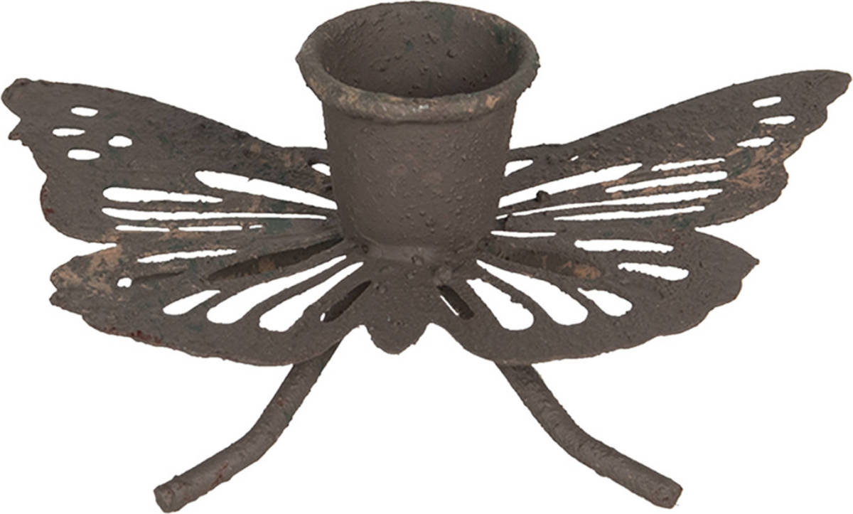 Clayre & Eef Kandelaar 9*6*4 Cm Bruin Ijzer Kaarsenstandaard
