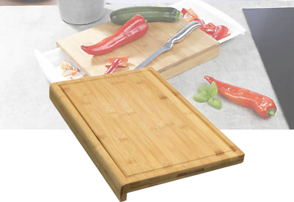 Shoppartners Snijplank Hout - Met Uitneembare Bakjes