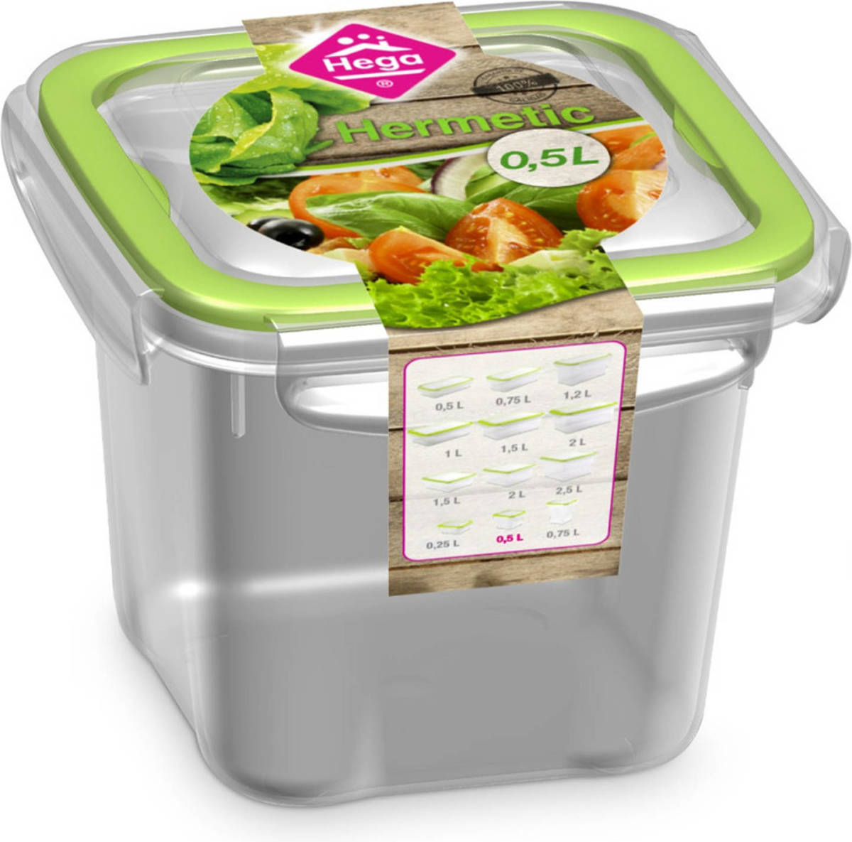 Hega Hogar 1x Voorraad/vershoudbakje 0,5 Liter Transparant/groen Plastic - Vershoudbakjes