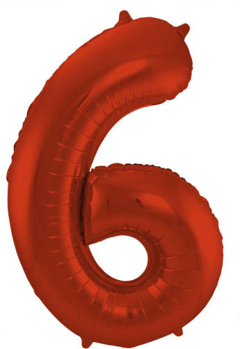 Folat Folieballon Cijfer 6 Metallic Mat 86 Cm Rood