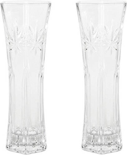 Shoppartners Set Van 2x Stuks Bloemenvazen Van Ornament Glas 29 X 11 Cm - Vazen