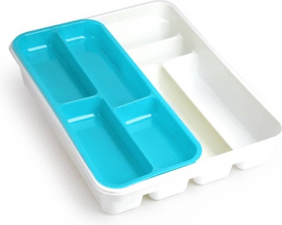 Forte Plastics Witte Bestekbak Inzetbak Met Blauw Oplegbakje Kunststof L40 X B30 Cm - Bestekbakken