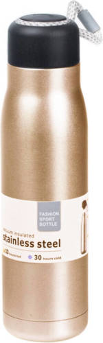 Shoppartners Rvs Thermosfles / Isoleerfles Voor Onderweg 550 Ml Goud - Thermosflessen