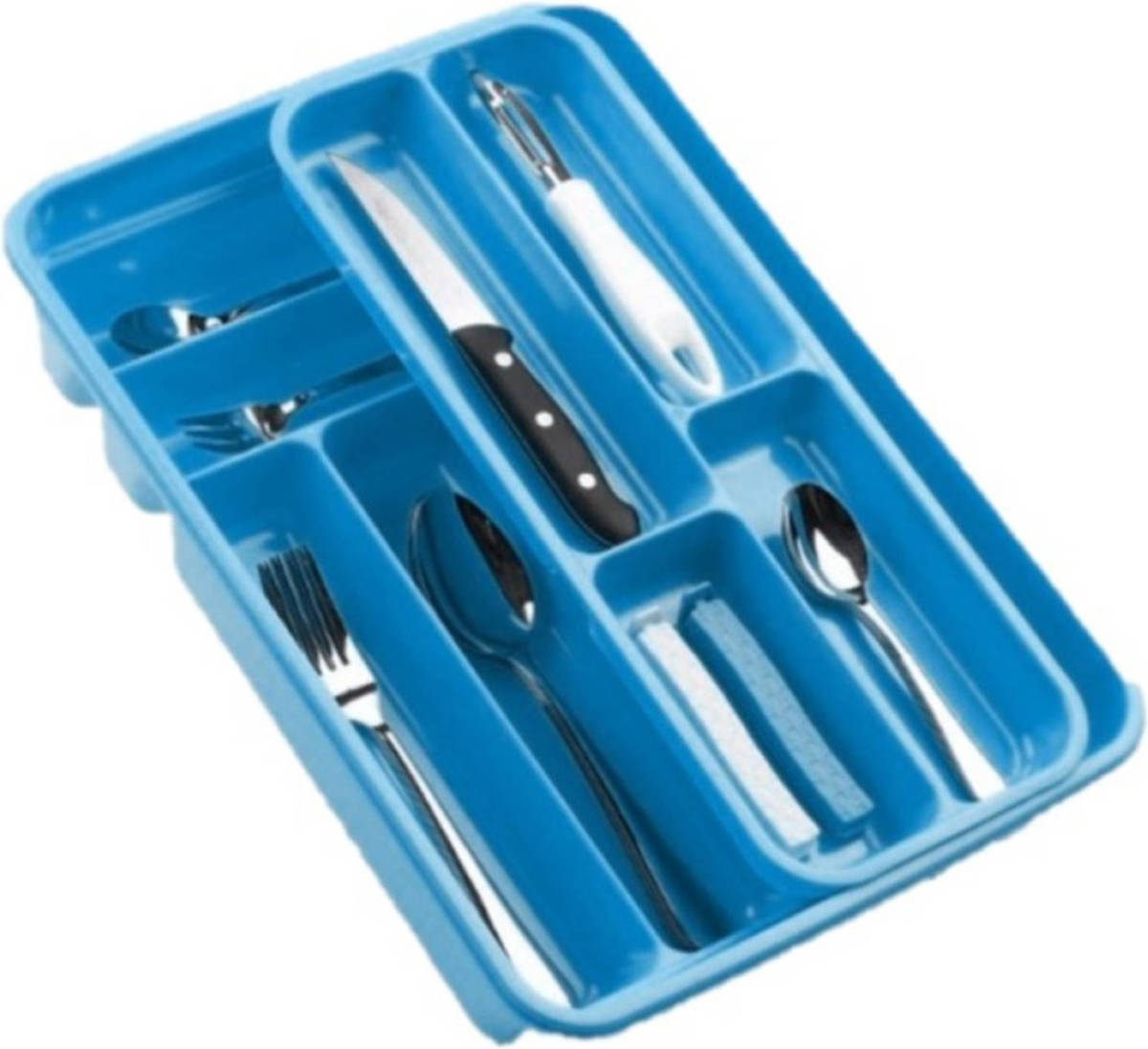 Forte Plastics Bestekbak/bestekhouders 2 Lagen Blauw L40 X B30 X H7 Cm - Bestekbakken