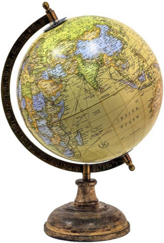 Clayre & Eef Gele Wereldbol/globe 22*22*37 Cm 64921
