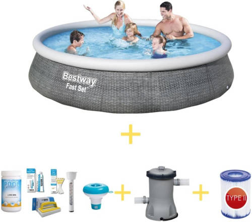 Bestway Zwembad - Fast Set - 396 X 84 Cm - Inclusief Ways Onderhoudspakket, Filterpomp & Filter