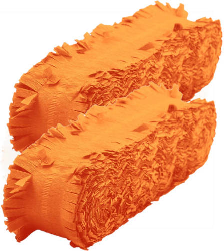 Folat Set Van 3x Stuks Feest/verjaardag Versiering Slingers Oranje 24 Meter Crepe Papier - Feestslingers