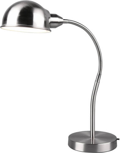 BES LED Led Bureaulamp - Tafelverlichting - Trion Pirle - E27 Fitting - Rond - Mat Nikkel - Aluminium