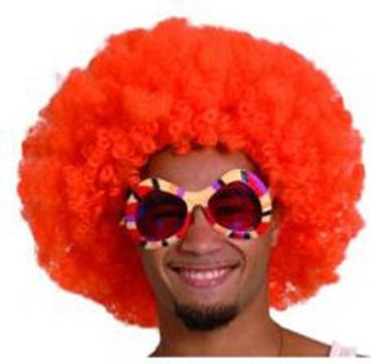 Yellow Webshop Holland Afro Pruik Oranje