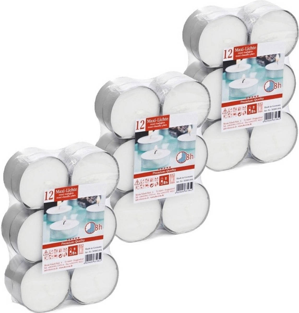 Shoppartners 36x Maxi Theelichten Wit 8 Branduren - Waxinelichtjes