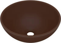 VidaXL Wastafel Rond 32,5x14 Cm Keramiek Mat Donkerbruin