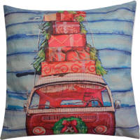 Clayre & Eef Sierkussen 43*43*4 Cm Meerkleurig Synthetisch Vierkant Auto Kussenhoes Met Kussenvulling Roze Kussenhoes