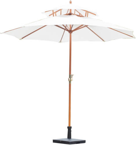 GardenGoodz Parasol - Zonnescherm - Met Dubbelscherm - Met Handslinger - Bamboe - 270 Cm - Creme - Bamboe