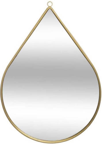 Shoppartners Druppelvormige Metalen Wandspiegel - 21 X 29 Cm - Goud