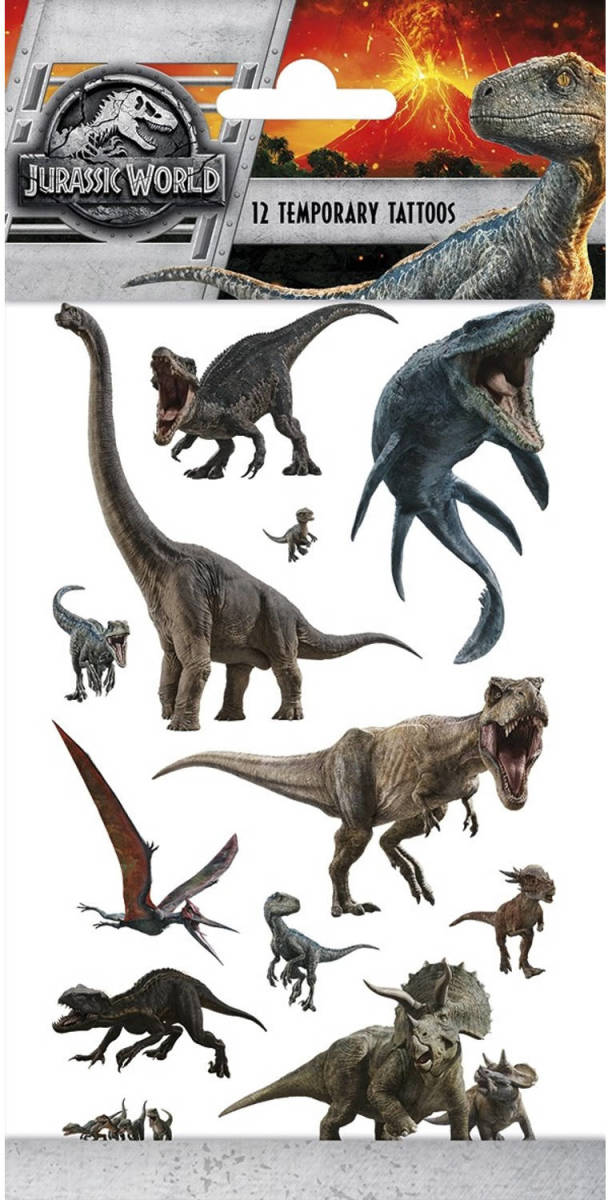 Dobeno Funny Products Kindertattoos Jurassic World Papier 12 Stuks