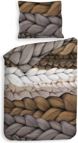 Lion Beddenshop Heckett & Lane Daley Dekbedovertrek - 1-persoons (140x200/220 Cm + 1 Sloop) - Pu - Natural Taupe