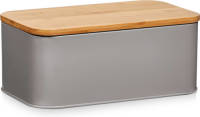 Shoppartners Metalen Broodtrommel Zilver Met Houten Deksel 31 Cm - Broodtrommels