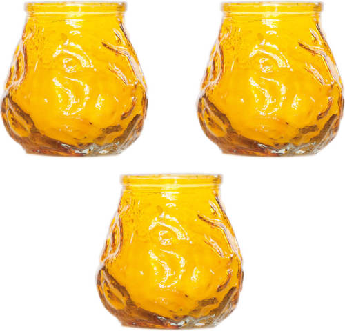 Cosy and Trendy 6x Gele Tafelkaarsen In Glazen Houders 7 Cm Brandduur 17 Uur - Waxinelichtjes
