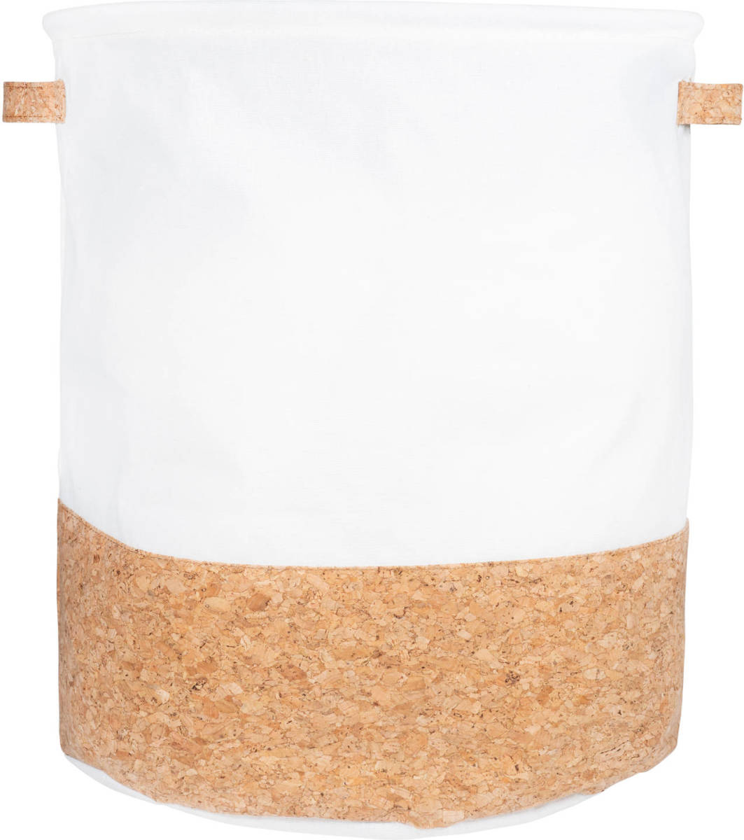 QUVIO Wasmand Rond Met Kurk Look Onderkant - L