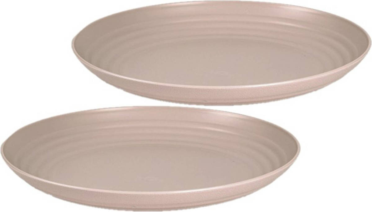 Forte Plastics 2x Stuks Rond Kunststof Borden Mokka Bruin 25 Cm - Dinerborden