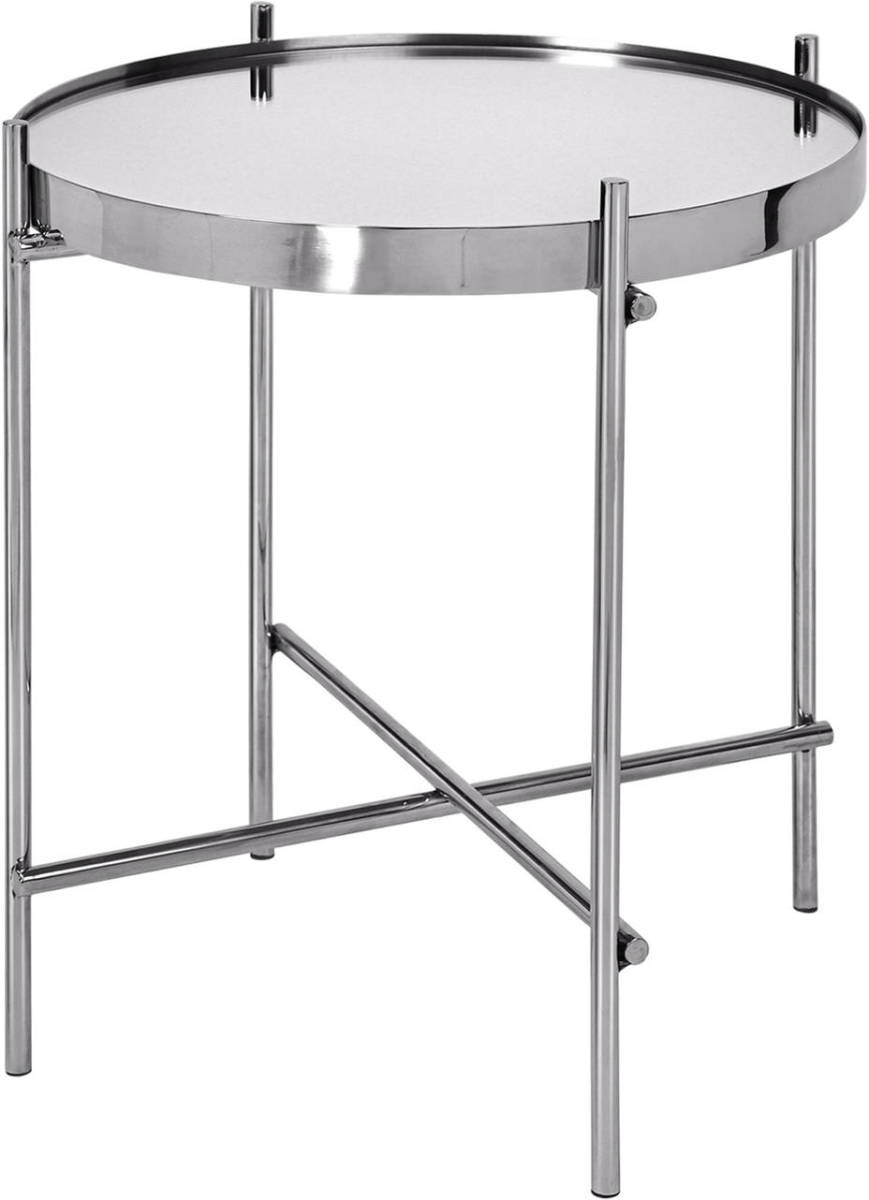 WOMO-Design Bijzettafel Zilver, Ø 43x45 Cm, Metaal En Glas