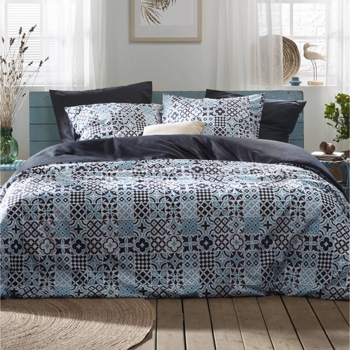 SimbaShop De Witte Lietaer Dekbedovertrek Azula Oxyde - Lits Jumeaux - 240 X 220 Cm - Katoen Perkal