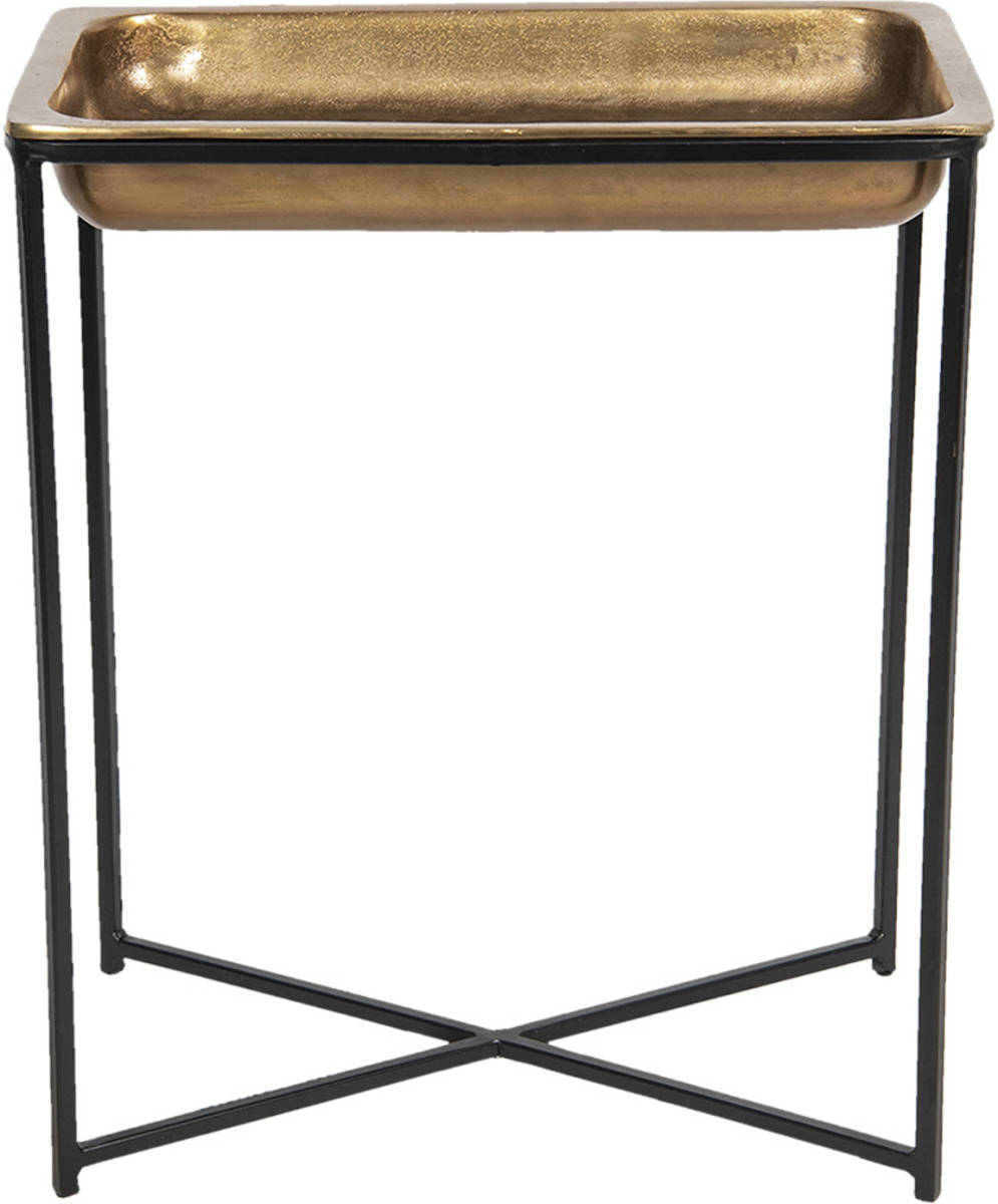 Clayre & Eef Bijzettafel 53*54*62 Cm Koperkleurig Aluminium Rechthoek Side Table Tafeltje Koperkleurig Side Table
