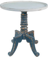 Clayre & Eef Bijzettafel Ø 70*77 Cm Wit Hout Sidetable Tafeltje Wit Sidetable Tafeltje