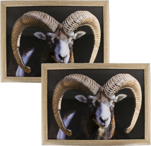 Mars & More 2x Stuks Schootkussens/laptrays Ram/schaap Print 33 X 43 Cm - Dienbladen