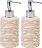 Shoppartners Set Van 2x Stuks Zeeppompjes/zeepdispensers Wit Keramiek 18 Cm - Zeeppompjes