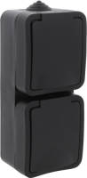 Q-Link - Wandcontactdoos - Buitenstopcontact - Opbouw - Verticaal - Dubbel Stopcontact - Spatwaterdicht Ip54 - Randaarde