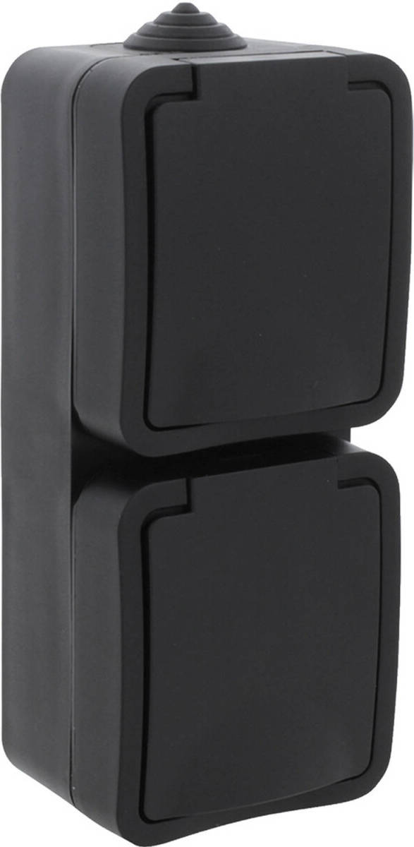 Q-Link - Wandcontactdoos - Buitenstopcontact - Opbouw - Verticaal - Dubbel Stopcontact - Spatwaterdicht Ip54 - Randaarde