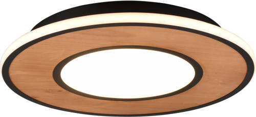 BES LED Led Plafondlamp - Trion Dirkon - 37w - Warm Wit 3000k - Dimbaar - Rond - Mat Bruin/zwart - Hout