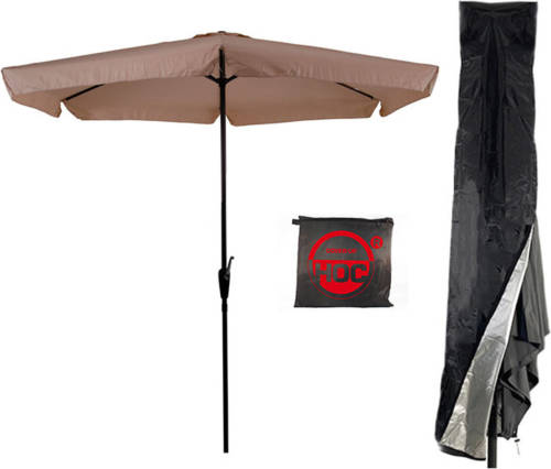 CUHOC Parasol Gemini - Ecru - Beige Parasol - 3m - Stokparasol - Ecru Parasol Met Redlabel Parasolhoes. - Parasol Combi